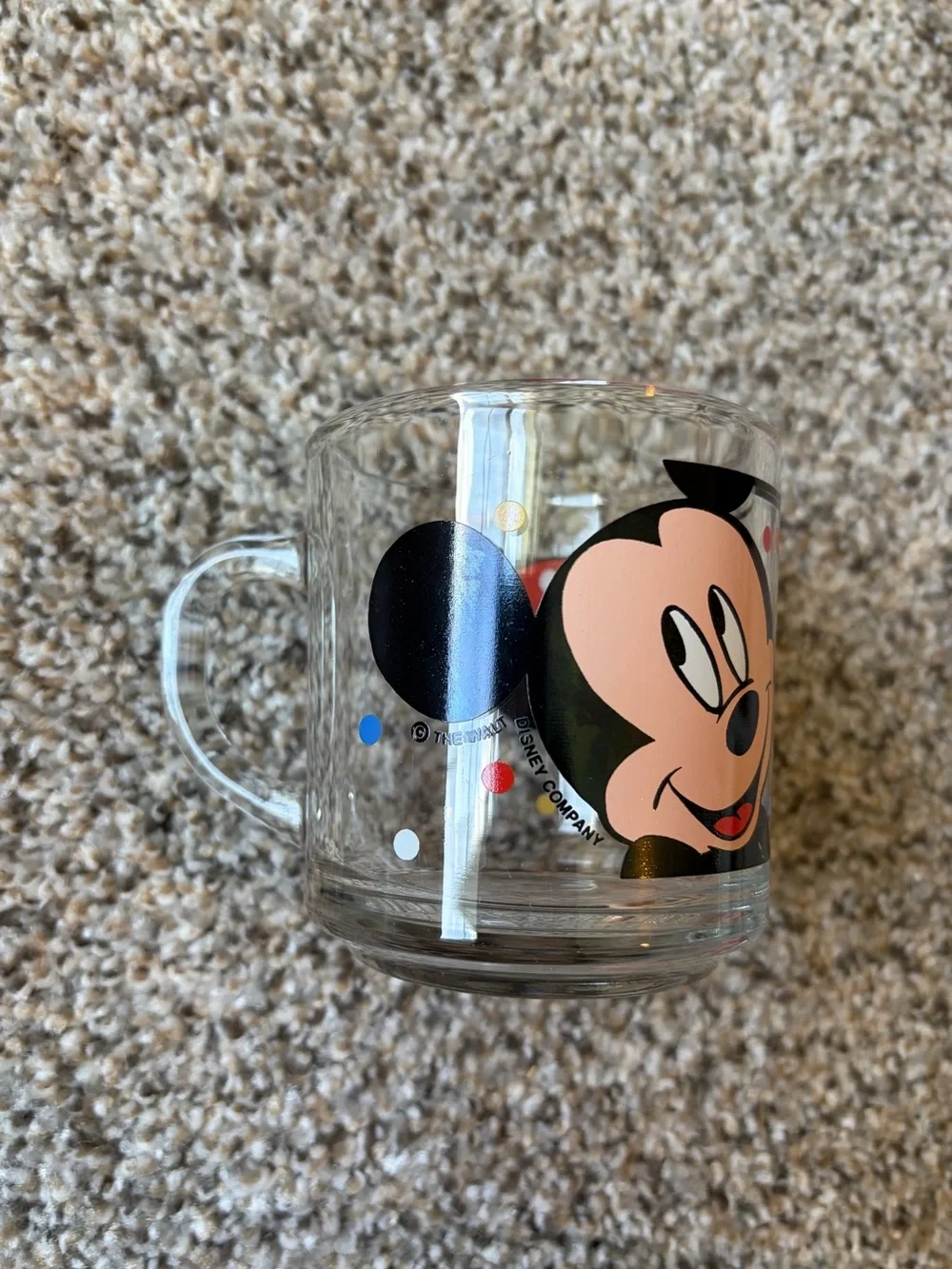 Vintage Mickey & Minnie Glass Mug